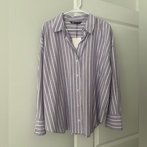 Zara Striped Oxford Shirt NWT